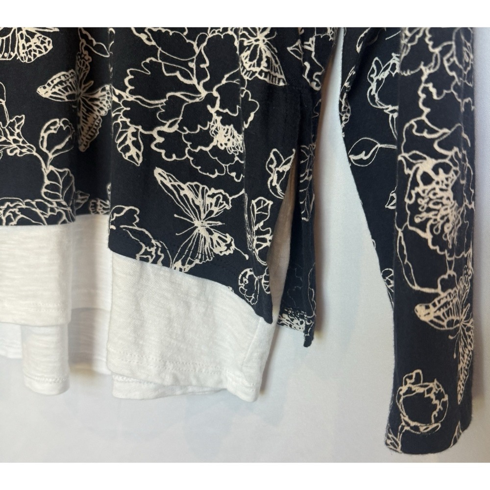 J Jill Floral‎ Casual Top Size 4X Layered Butterfly Stretch Comfort Relax Travel - Picture 10 of 12